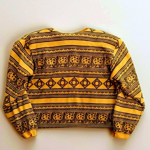 Vintage Croquet Club Tribal Stripe Crew Neck Cropped Sweatshirt SZ L - Picture 3 of 4